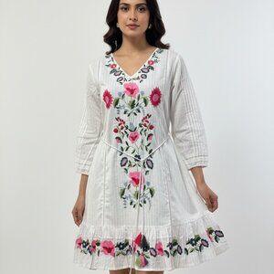white embroidered floral tunic
